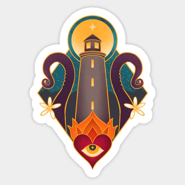 Lighthouse&Kraken Sticker by shewantedstorm